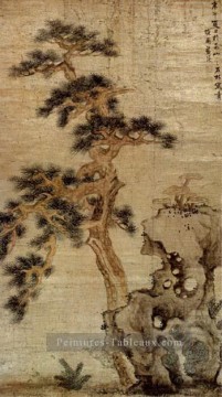 roches et reishi ancienne Chine à l’encre Peinture à l'huile
